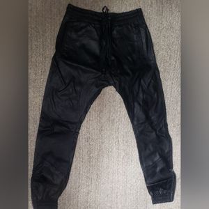 Black Leatherish Sweat Pants